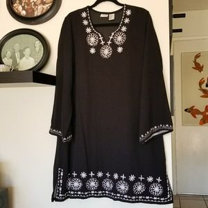 EUC Sheer Black Embroidered Tunic Cover-Up